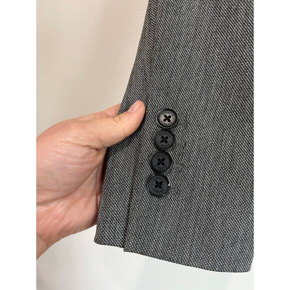 Express Gray Tailored Career Blazer Size 4 One Button Classic Office Workwear - Picture 4 of 9